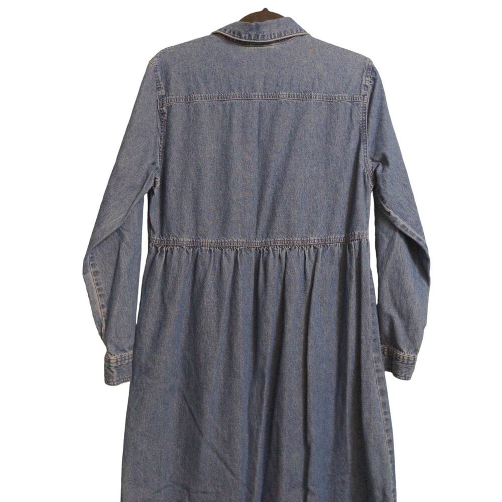 Disney Womens Shirt Dress Blue Denim Long Sleeve Embroidered Winnie The Pooh M - Picture 8 of 14